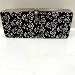 Rare and Beautiful !! Embroidered Metal Clutch